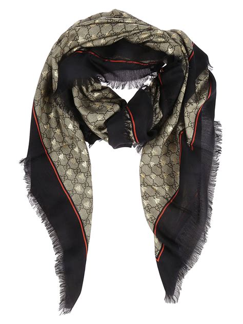 gucci bee shawl|gucci scarf with fur trim.